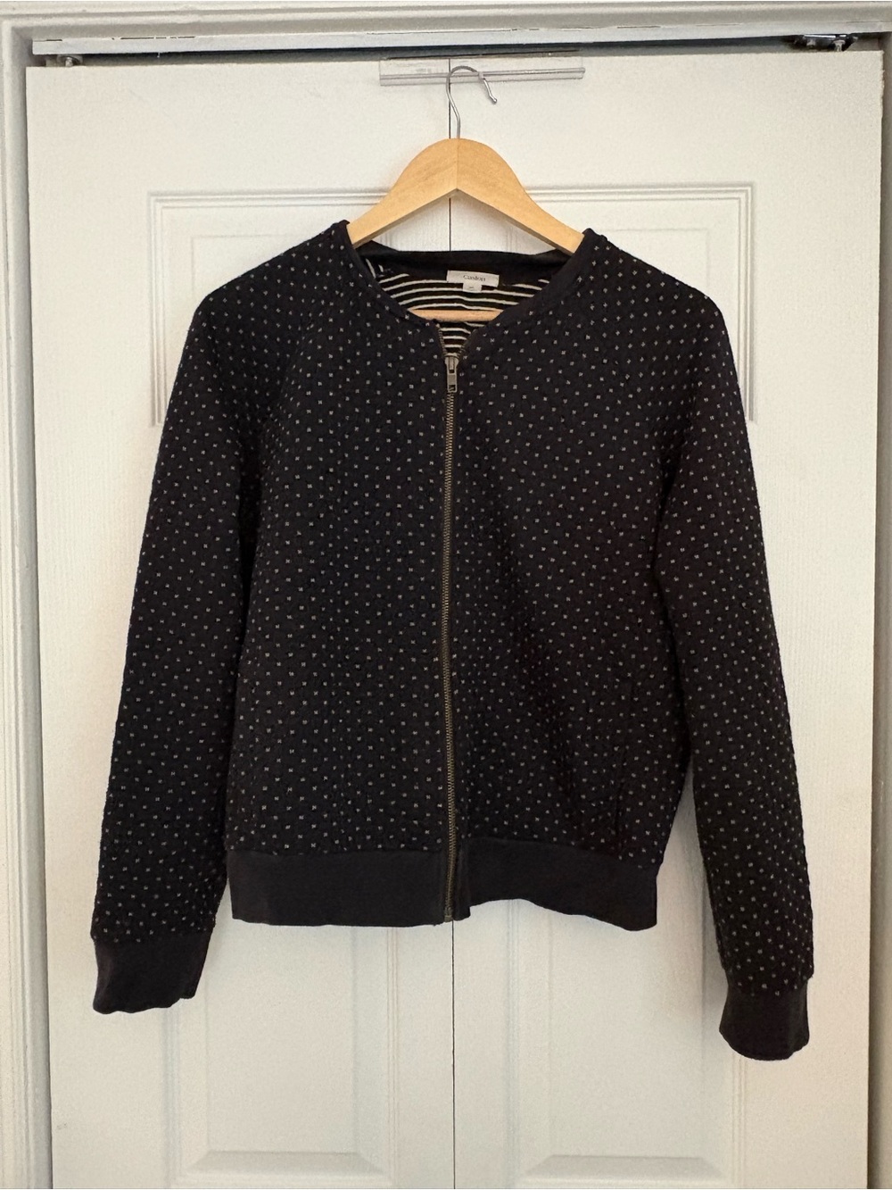 Caslon Black Dot-Print Bomber Jacket